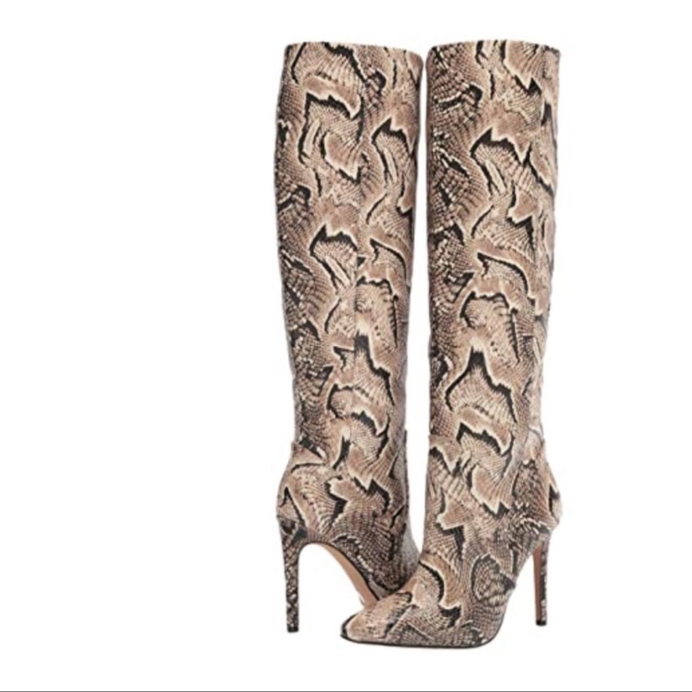 Vince Camuto Fendel Stiletto Leather Snake Knee High Boot
